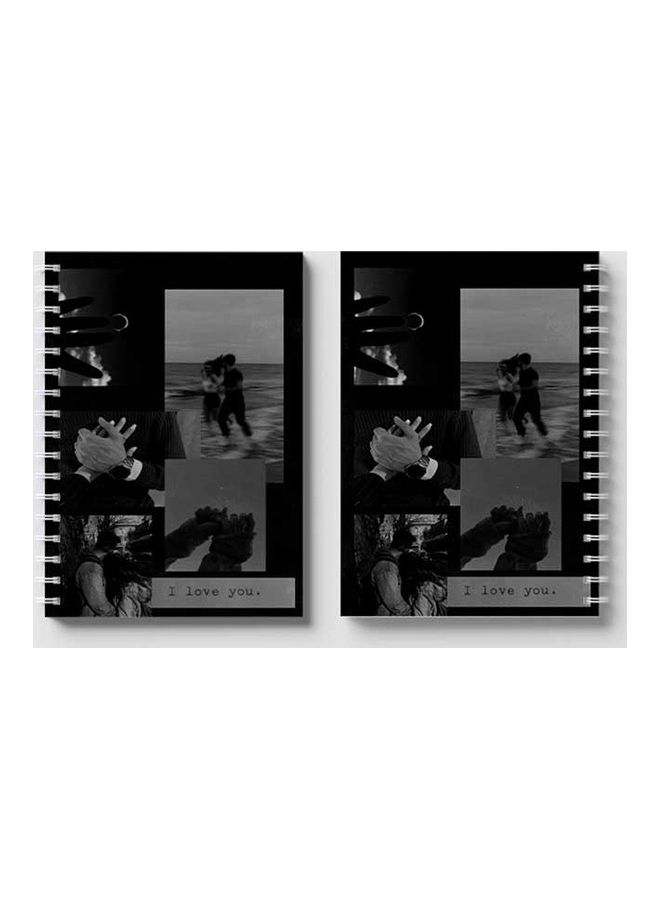 LOWHA Spiral 60 Sheets Notebook I Love You for School Or Business Notes Black/Grey  - Image 4