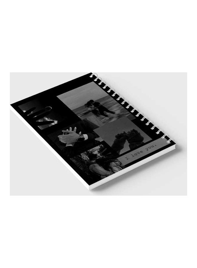 Spiral 60 Sheets Notebook I Love You for School Or Business Notes Black/Grey