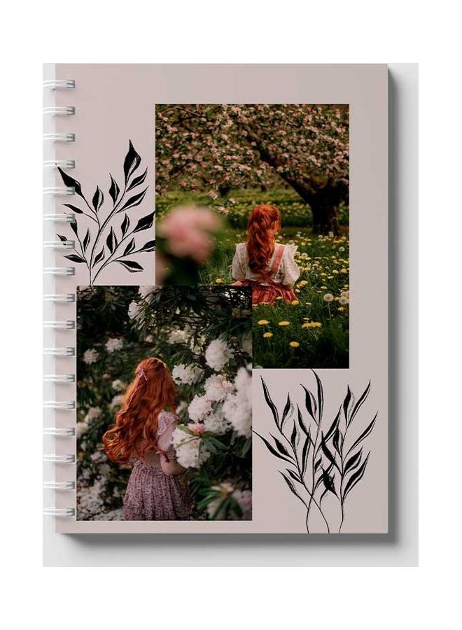 لوحة دفتر ملاحظات بسلك حلزوني من 60 ورقة بتصميم فتاة في بستان مناسب لتدوين ملاحظات المدرسة أو العمل متعدد الألوان - Image 1