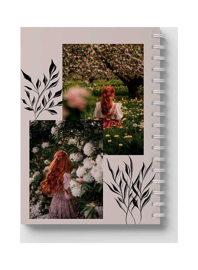 لوحة دفتر ملاحظات بسلك حلزوني من 60 ورقة بتصميم فتاة في بستان مناسب لتدوين ملاحظات المدرسة أو العمل متعدد الألوان - Image 5