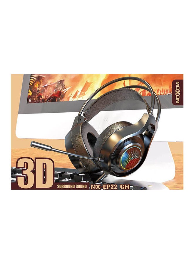 MOXOM Wired On Ear Earphone With Microphone Black  - Image 2