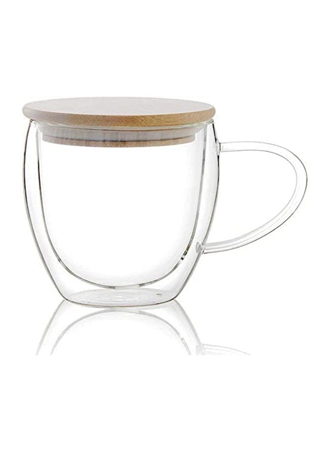 Double Walled Coffee Cups With Handle And Lid Clear/Beige 250ml - v1642655811/N52391479A_1