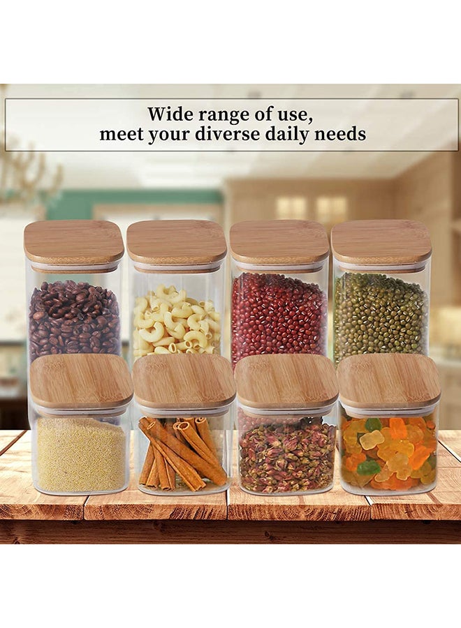 1Chase 2-Piece Storage Jar With Air Tight Bamboo Lid Set Clear/Beige 750ml - Image 3