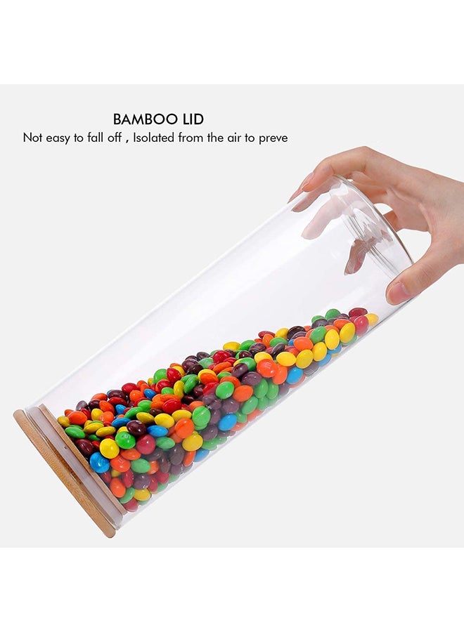 1Chase 2-Piece Food Storage Jar With Bamboo Lid Set Clear/Beige 1200ml - Image 3