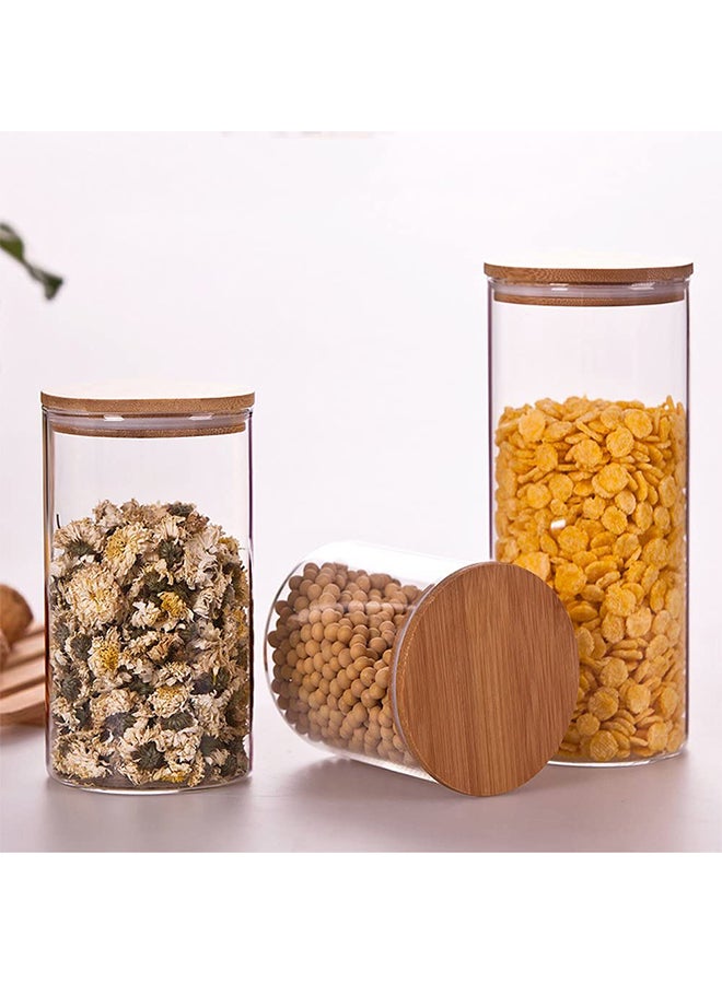 1Chase 2-Piece Food Storage Jar With Bamboo Lid Set Clear/Beige 1200ml - Image 5