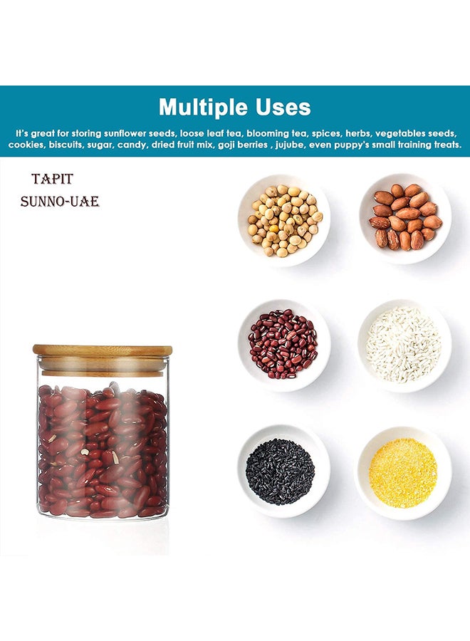 1Chase - 3-Piece Food  Storage Jar With Bamboo Lid Set Clear/Beige 500ml - Image 1