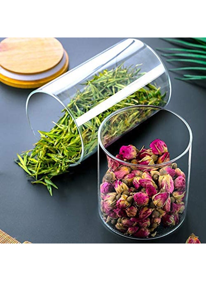1Chase - 3-Piece Food  Storage Jar With Bamboo Lid Set Clear/Beige 500ml - Image 1