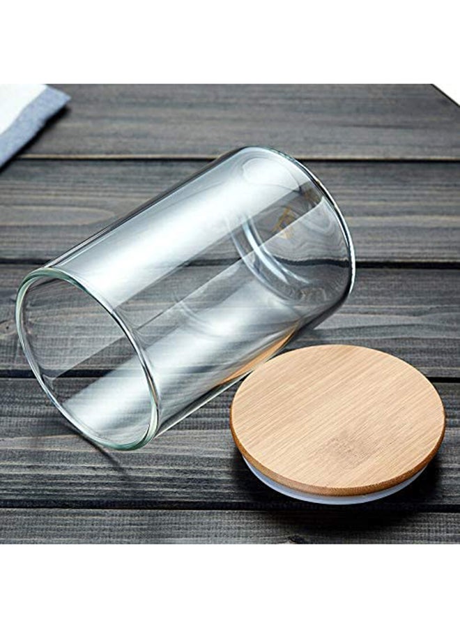 1Chase - 3-Piece Food  Storage Jar With Bamboo Lid Set Clear/Beige 500ml - Image 1