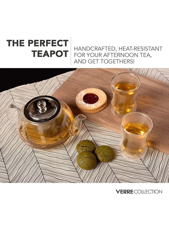 1Chase Borosilicate Teapot With Heat Resistant Stainless Steel Infuser Tea Pot Clear/Silver 1500ml  - Image 4