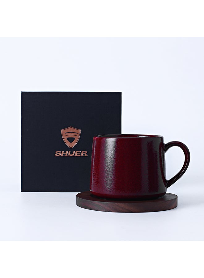 Shuer Ceramic Coffee Mug With Wooden Pad Red - Image 2