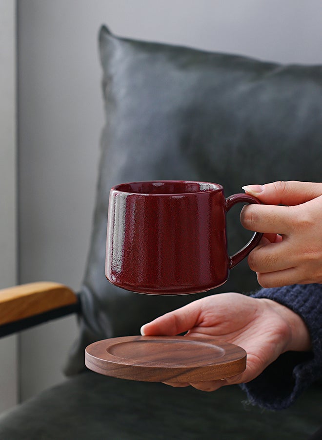 Shuer Ceramic Coffee Mug With Wooden Pad Red - Image 4
