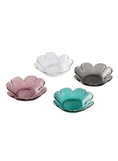 Shuer 4-Piece Creative Clover Hammer Phnom Household Glass Small Plate Multicolour 14.5x14.5x3.5cm  - Image 1