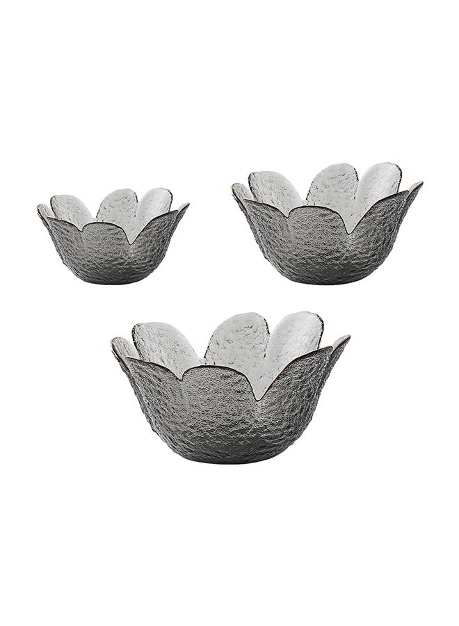 Shuer 3-Piece Household Glass Bowl Grey 17.5x17.5x8.5cm - Image 1