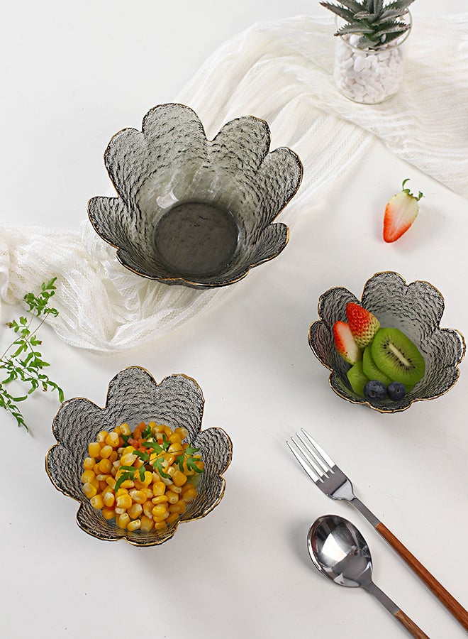 Shuer 3-Piece Household Glass Bowl Grey 17.5x17.5x8.5cm - Image 5