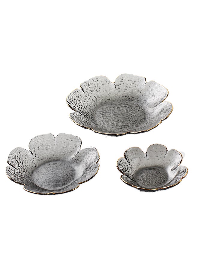 شور طبق زجاجي منزلي 3 قطع رمادي - Image 1