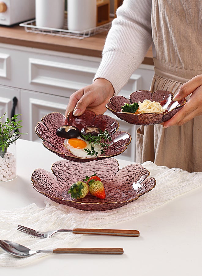 شور طبق زجاجي منزلي مكون من 3 قطع أرجواني - Image 3