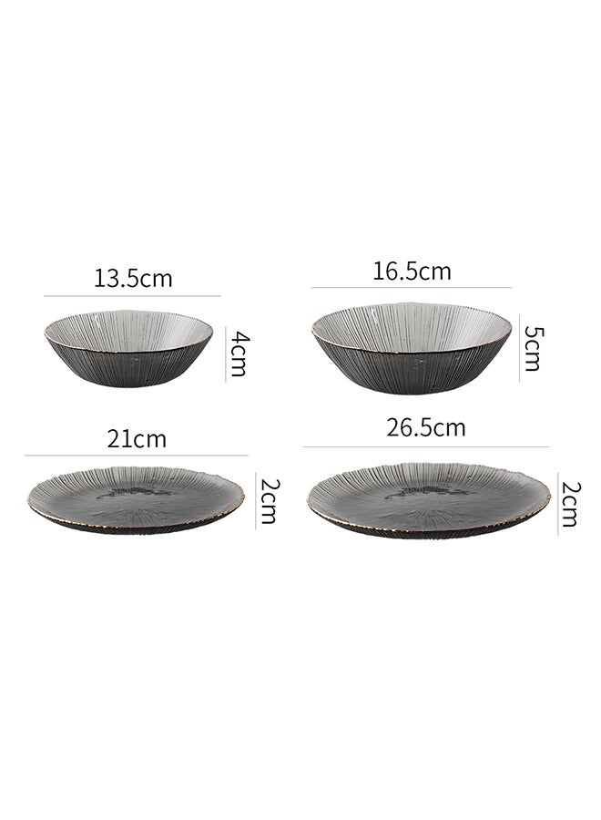 4-Piece Glass Tableware Set Grey 26.5x26.5x2cm - v1642662101/N52273507A_7