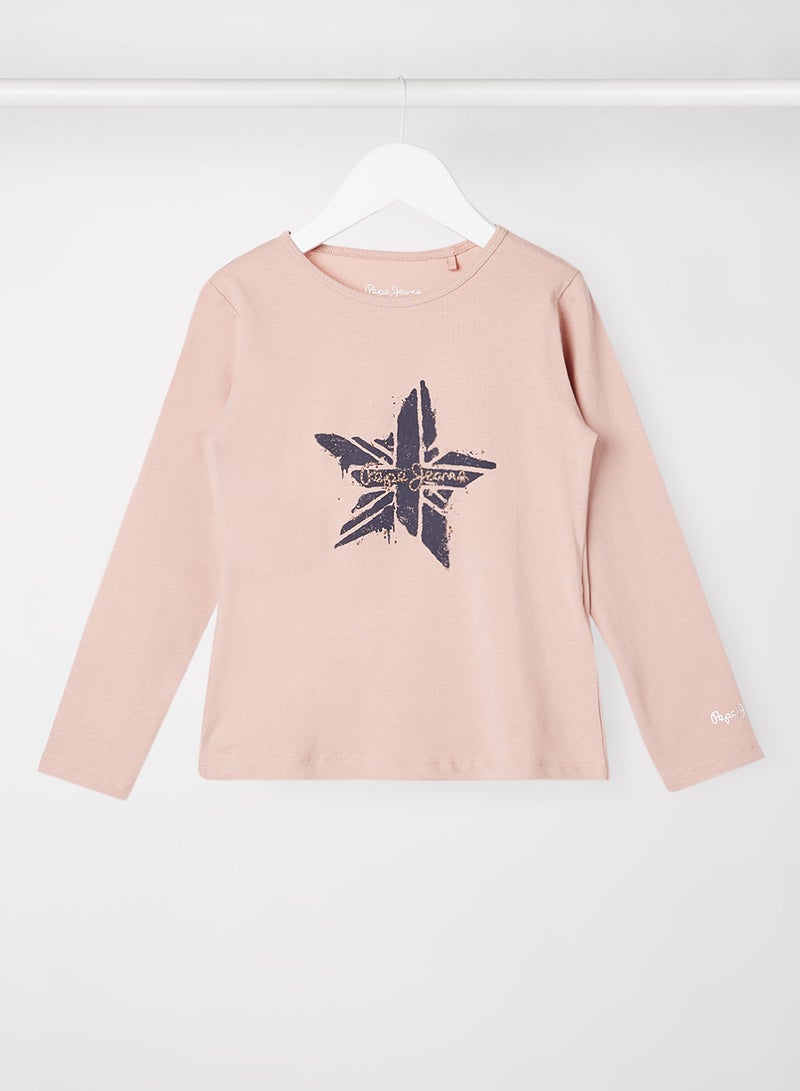 Pepe Jeans LONDON Kids/Teen Star Logo T-Shirt Nude - Image 1
