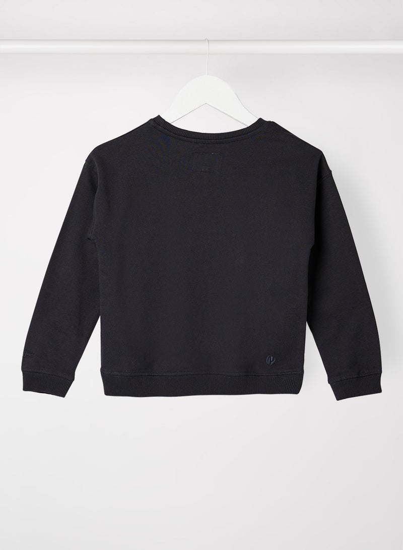 Pepe Jeans LONDON - Girls Glitter Logo Long Sleeve Sweatshirt Black - Image 1