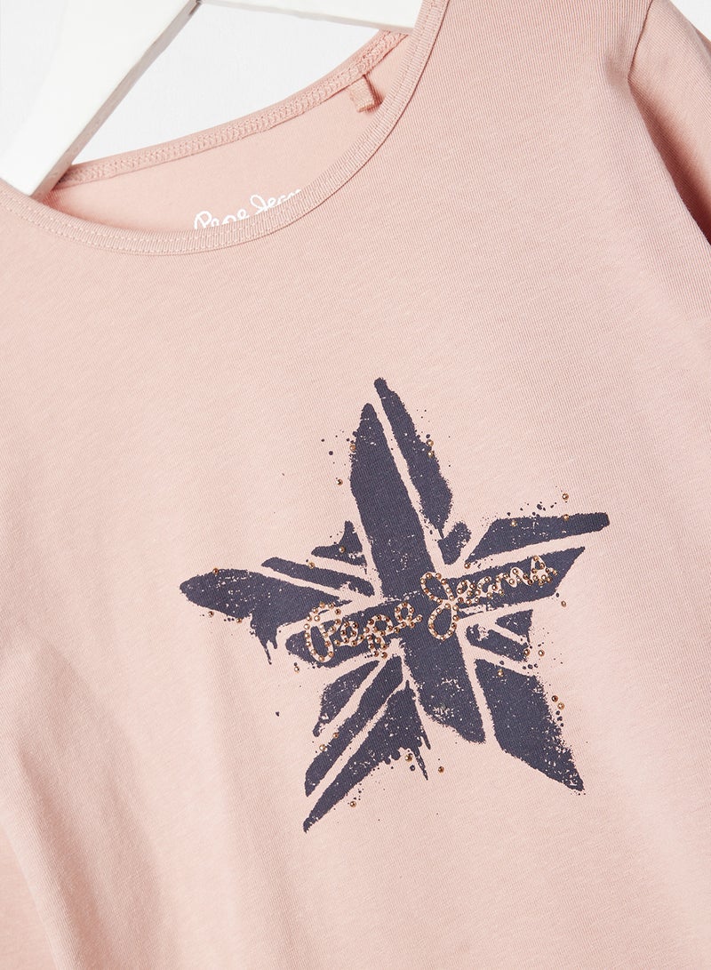 Pepe Jeans LONDON Kids/Teen Star Logo T-Shirt Nude - Image 3