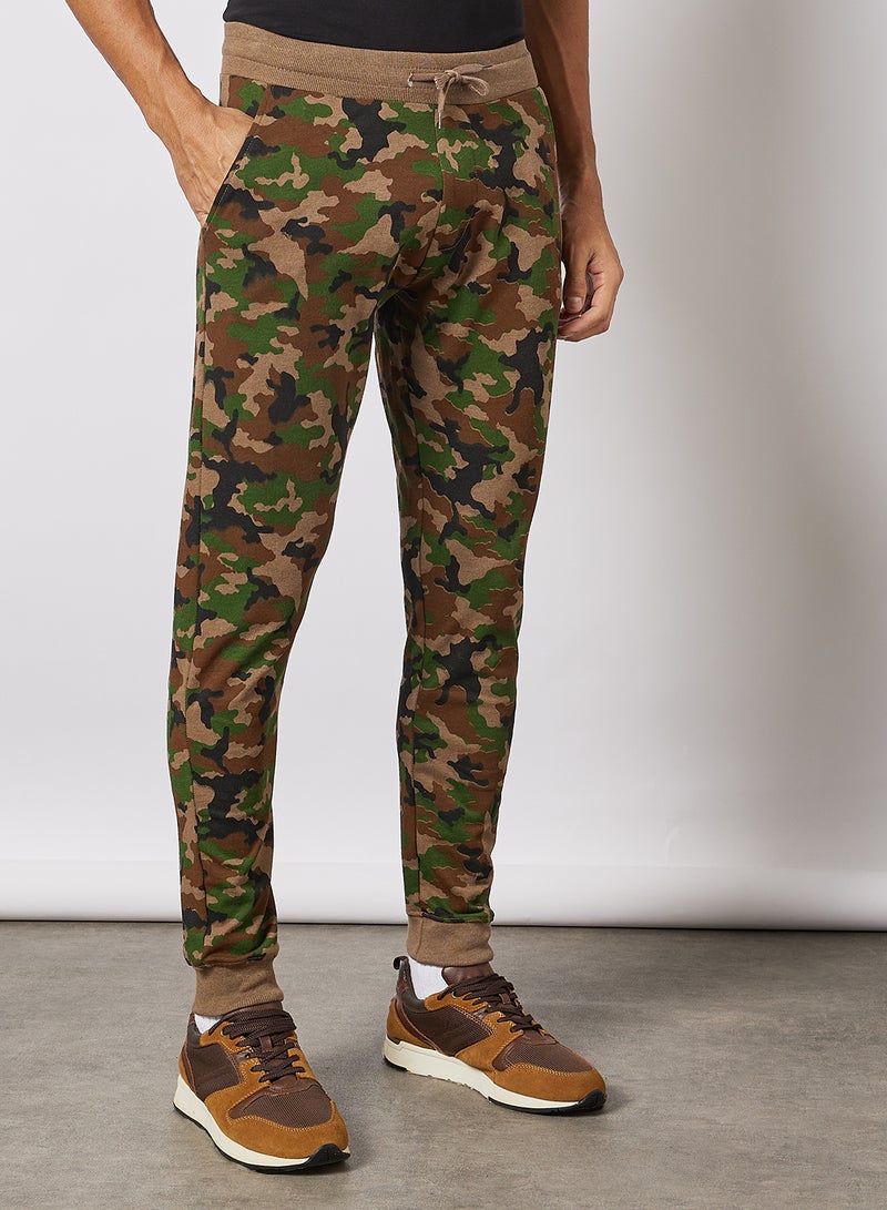 Noon East - Men's Basic Casual Printed Joggers with Bottom Hem Rib and Side Pockets Heather Brown - Image 1