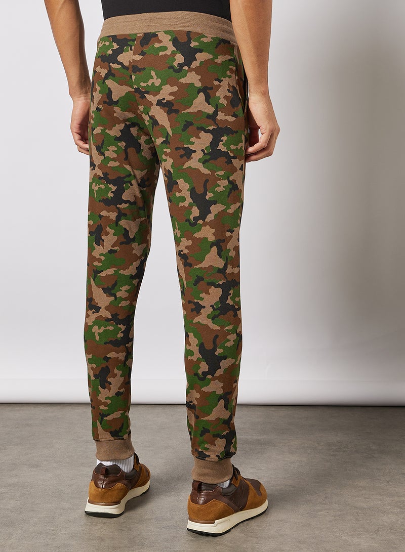 Noon East - Men's Basic Casual Printed Joggers with Bottom Hem Rib and Side Pockets Heather Brown - Image 1