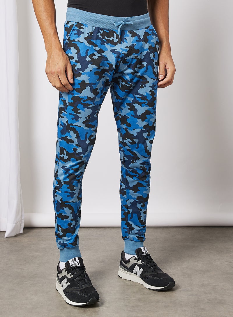 Noon East - Men's Basic Casual Printed Joggers with Bottom Rib Deep Aegean - Image 1