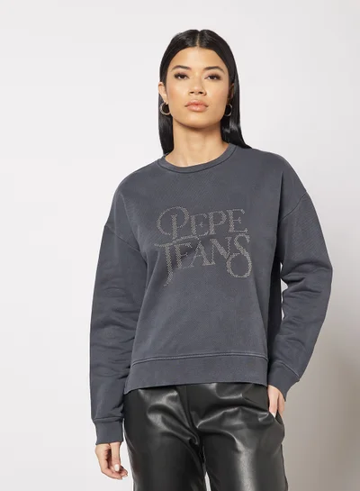 Pepe Jeans LONDON Evita Textured Sweatshirt Grey