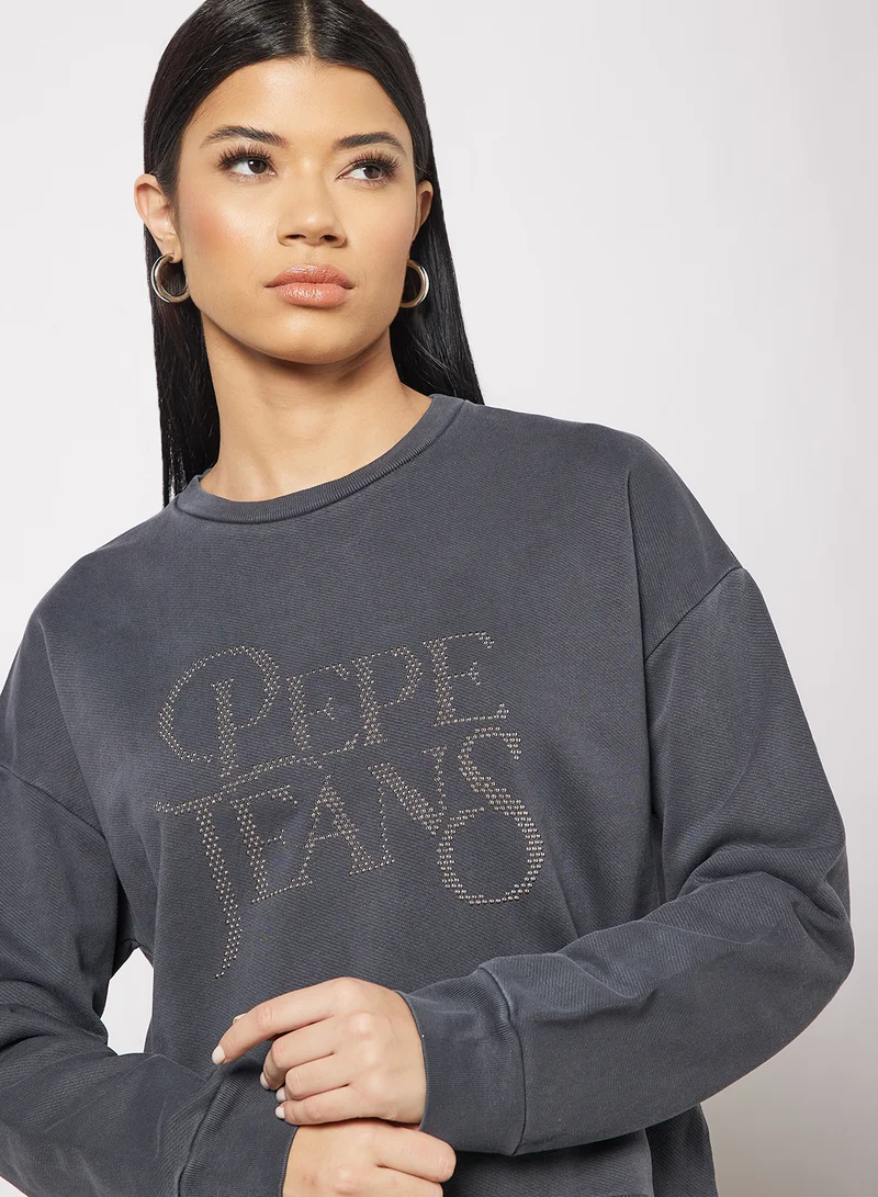 Pepe Jeans LONDON Evita Textured Sweatshirt Grey
