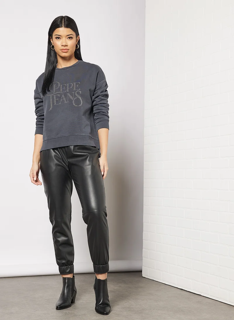 Pepe Jeans LONDON Evita Textured Sweatshirt Grey