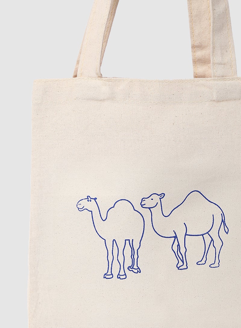 Amal - Camel Print Canvas Shopping And Grocery Bag Color Shade May Vary Blue - Image 1