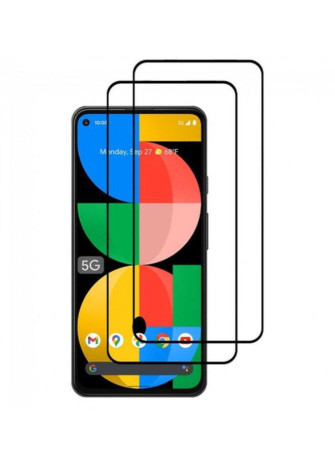 مارجون لاصقة حماية للشاشة من الزجاج المقوى لهاتف جوجل بيكسل 5a 5G من قطعتين شفاف/ أسود - Image 1