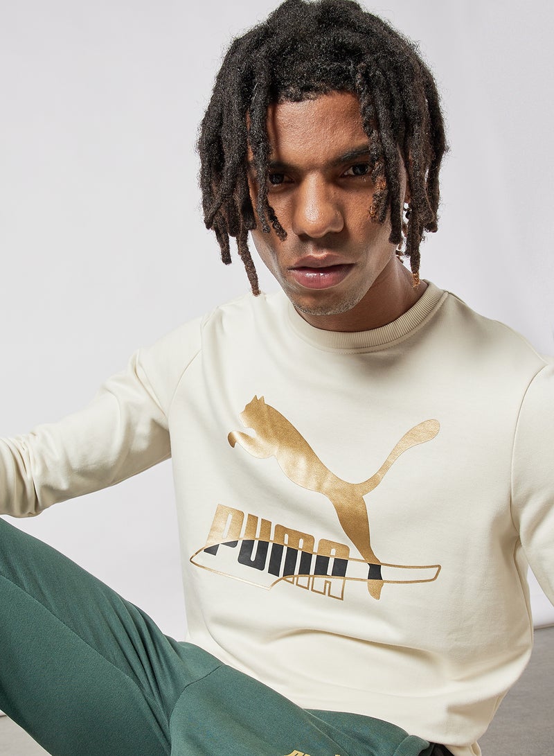 PUMA - Classics Graphics Printed Sweatshirt Ivory - Image 1