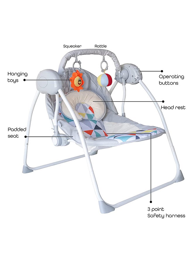 Moon Bungee Baby Electric Wild Portable Compact Automatic Swing With Melodies - Light Grey - Image 2