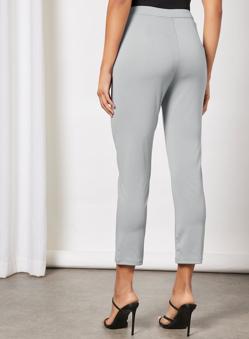 Aila Women Solid Slant Pocket Tapered Pants Grey  - Image 2
