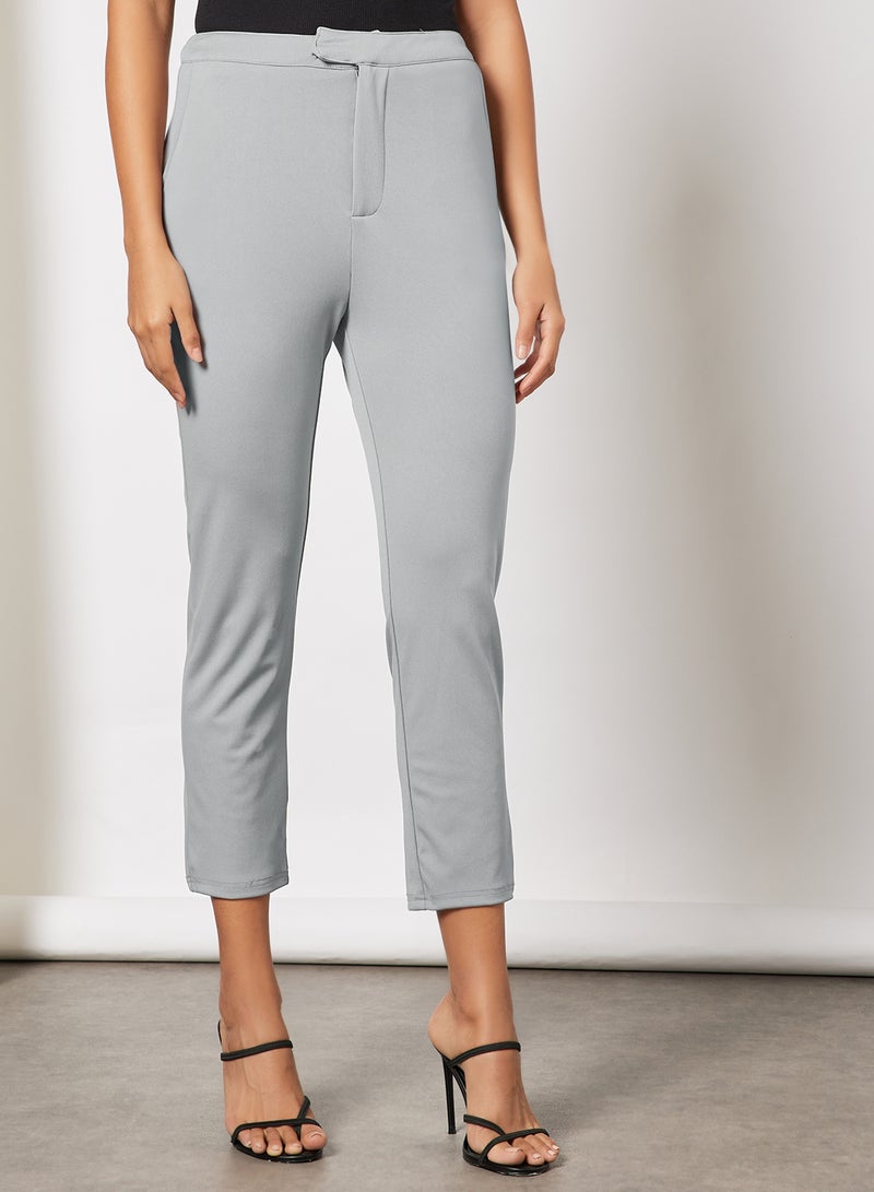 Aila Women Solid Slant Pocket Tapered Pants Grey  - Image 1