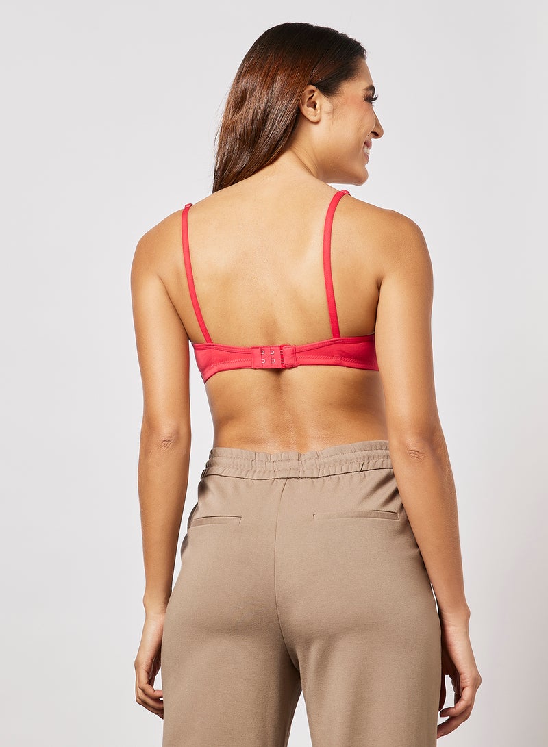 Aila Casual Solid Pattern Bra Coral  - Image 3