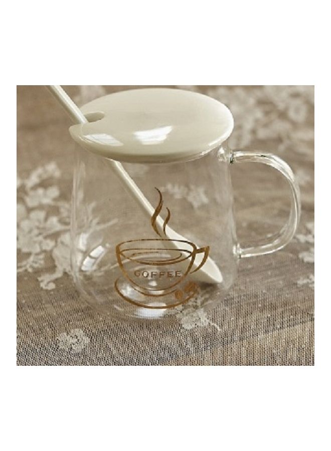 Handsomegift - Mug With Lid And Spoon Multicolour 10x8cm - Image 1