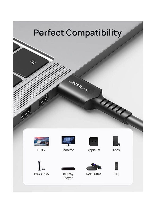 JSAUX 8K Hdmi Cable 10Ft, 48Gbps Ultra High Speed Cord Support Black  - Image 2