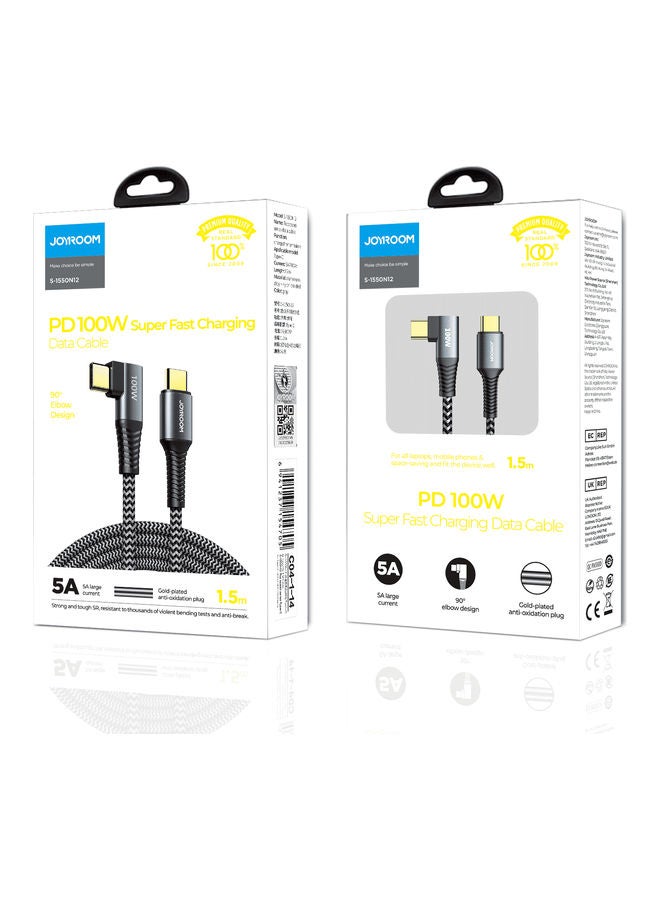 JOYROOM - S-1550N12 Top Speed Series Type-C To Type-C Fast Charging And Data Cable Grey - Image 1