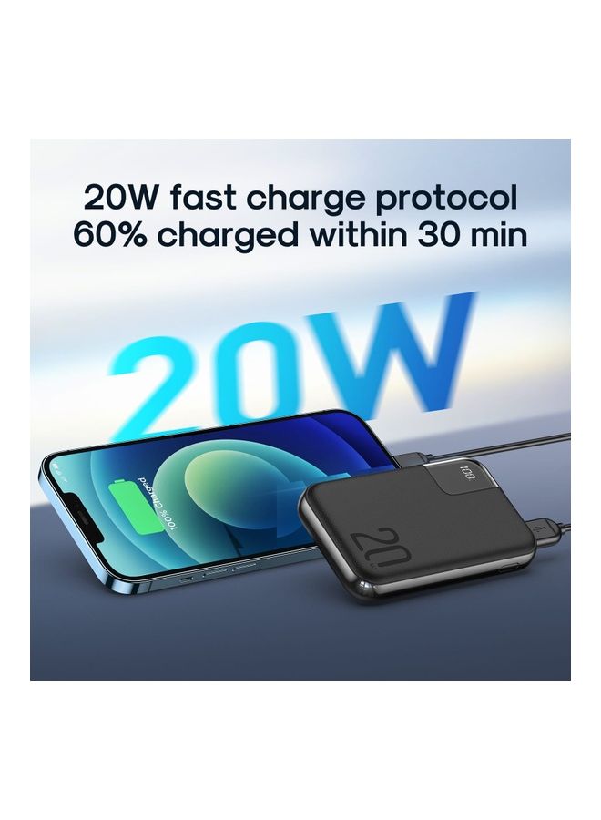 JOYROOM - 10000 mAh JR-QP190 Mini 20W Starchi Series Fast Charging Ultra Thin Power Bank  with Digital Display Black - Image 1