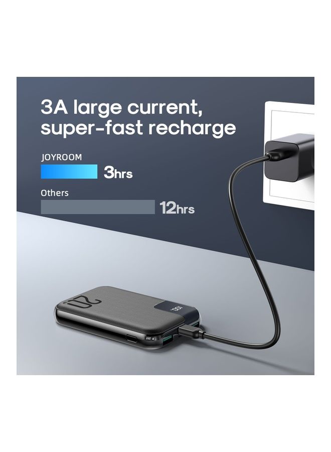 JOYROOM - 10000 mAh JR-QP190 Mini 20W Starchi Series Fast Charging Ultra Thin Power Bank  with Digital Display Black - Image 1