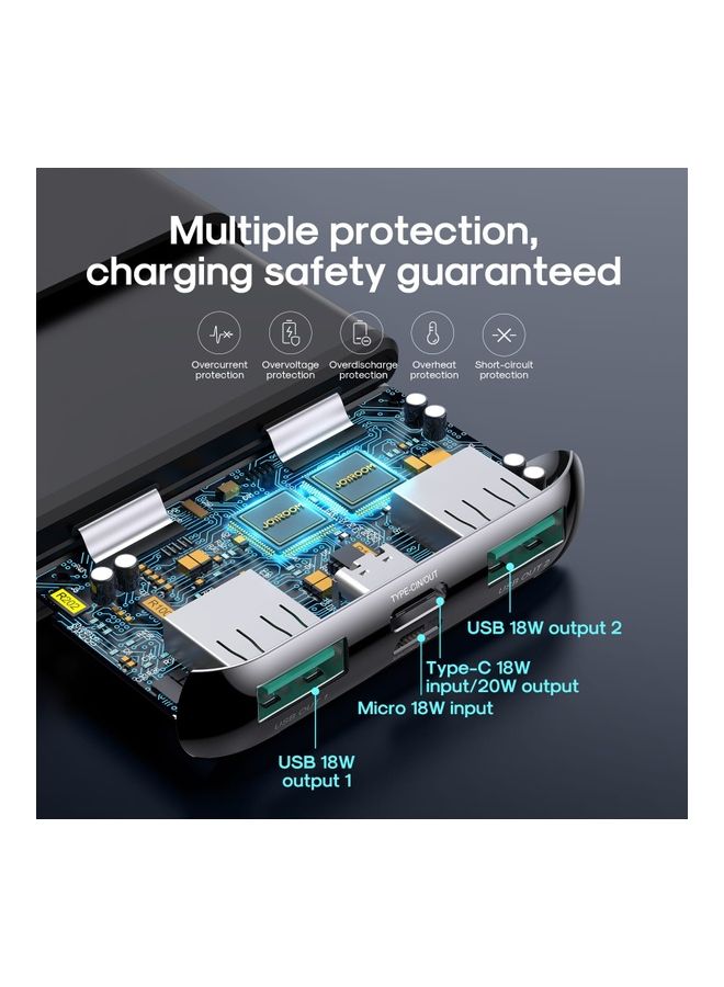 JOYROOM - 10000 mAh JR-QP190 Mini 20W Starchi Series Fast Charging Ultra Thin Power Bank  with Digital Display Black - Image 1