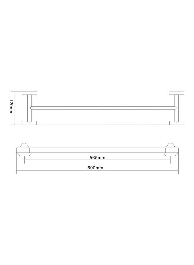 Double Towel Bar Silver 60x12cm - Image 2