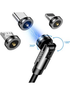 S-1224X2 Rotatable Magnetic Usb And Charging Cable (Lightning/Type-C/Micro) Black