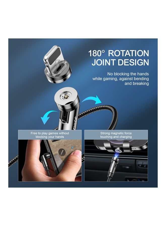 JOYROOM - S-1224X2 Rotatable Magnetic Usb And Charging Cable (Lightning/Type-C/Micro) Black - Image 1