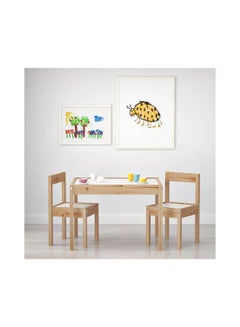 زين هوم طقم مكون من طاولة وكراسي مصنوع من خشب الصنوبر أبيض/بني 45x63x68سم  - Image 1