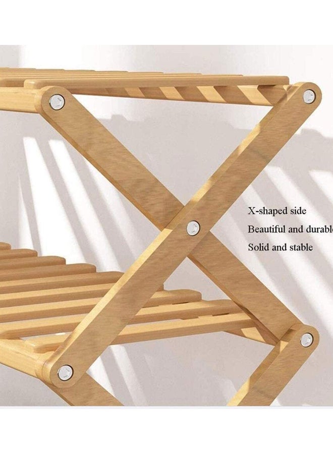 SKY-TOUCH - 5-Tier Folding Bamboo Shoe Rack 15 Pair Of Shoe Yellow 70x28x80cm - Image 1