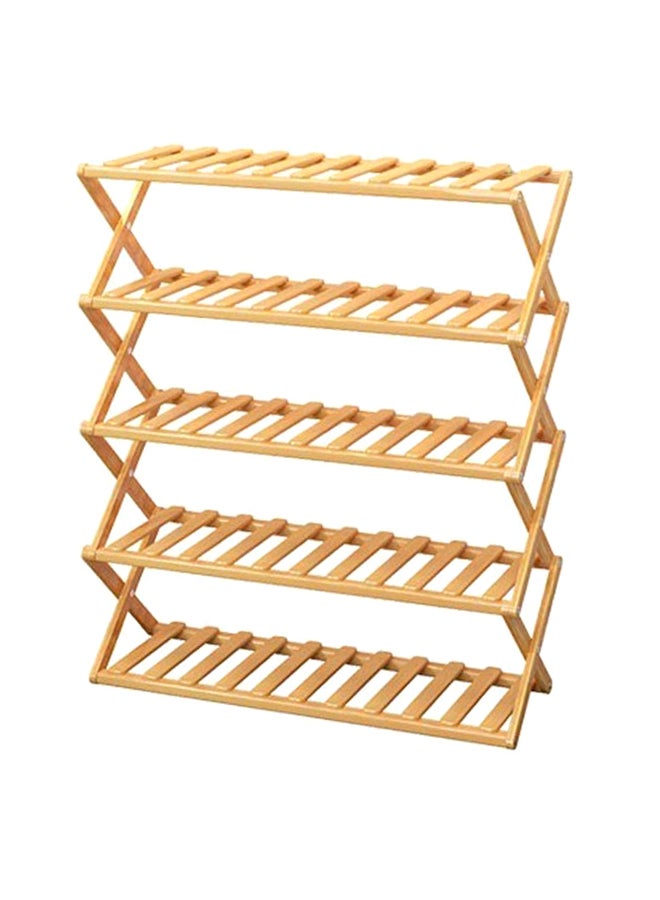 SKY-TOUCH - 5-Tier Folding Bamboo Shoe Rack 15 Pair Of Shoe Yellow 70x28x80cm - Image 1