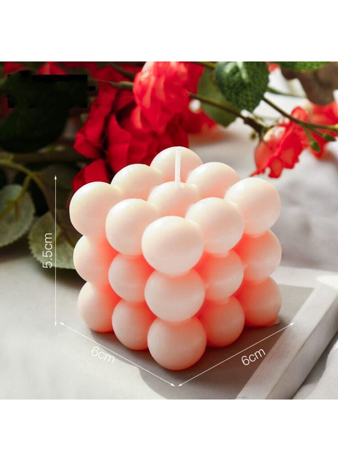 Generic - Cube Candle Home Ornamen Pink 6x5.5cm - Image 1